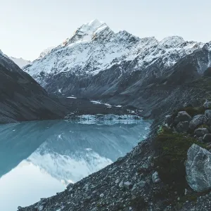 Mountain Peak with Glacial Lake