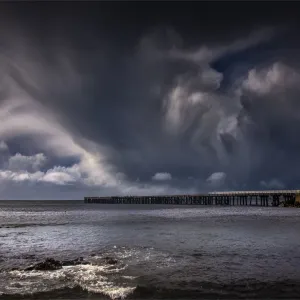 Naracoopa pier on the rugged and wildly beautiful east coastline of King Island, Bass Strait, Tasmania, Australia
