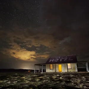 night landscape of outback shed