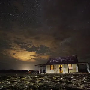 night landscape of outback shed