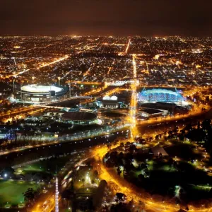 The Night Lights of Melbourne City, Victoria, Australia