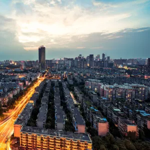 Night view of Chengdu city, China