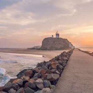 Nobbys Beach Lighthouse Print at Sunset, Newcastle NSW Nobbys Beach Lighthouse Print at Sunset, Newcastle NSW