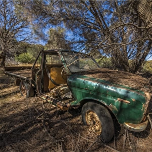 Old and abandoned vehicle at Wybalenna, Flinders Island, Bass Strait, Tasmania, Australia