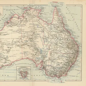 Old chromolithograph map of AUSTRALIA continent