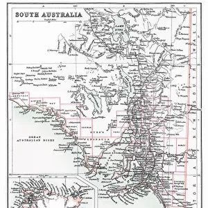Old chromolithograph map of South Australia