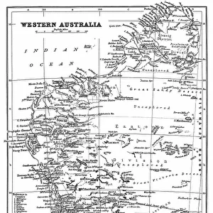 Old chromolithograph map of Western Australia