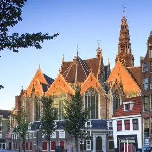 Print of De Oude Kerk in Amsterdam's Red Light District