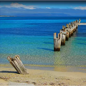The old pier at Lillies beach on Flinders Island, Bass Strait, Tasmania, Australia