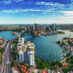 Sydney Harbour Bridge Print: Aerial View of Expressway Traffic Sydney Harbour Bridge Print: Aerial View of Expressway Traffic