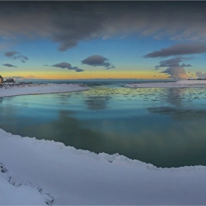 Panorama of Blonduos in Winter in Iceland