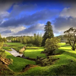 A panorama of the green and idyllic Kingston common, Norfolk Island