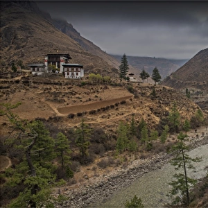 Paro river and Temple view, Bhutan