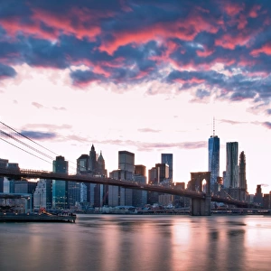 Pastel sunset sky over the Manhattan skyline