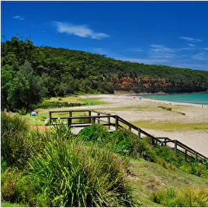 Pebble beach panorama, north Turros, New South Wales, Australia
