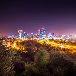 Perth City night view on Mount Eliza, Western Australia, Australia