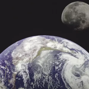 Australian Views Print of Planet Earth with Moon in Space Australian Views Print of Planet Earth with Moon in Space