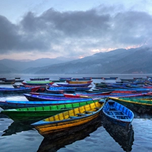 Pokhara lake and boats