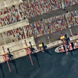 Port Botany, Botany Bay, Sydney, New South Wales, Australia, container ship, pier, port machinery, port cranes, multi-colored sea containers Port Botany, Botany Bay, Sydney, New South Wales, Australia, container ship, pier, port machinery, port cranes, multi-colored sea containers