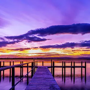 The Purple Sunset along a quiet coast