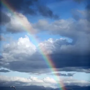 Rainbow in Byron Bay beach of Australia