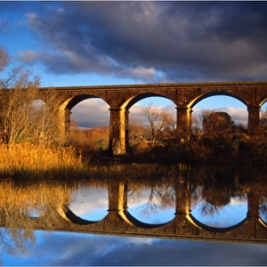 Reflections at dusk of the Malmsbury viaduct, central Victoria