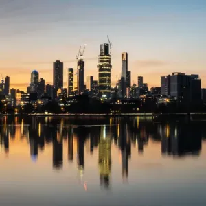 Melbourne City Skyline Print at Dusk