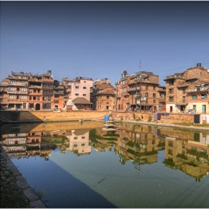 Reflections in the old village of Bhaktapur, Western Himalayas, Nepal
