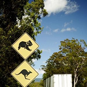 Road signs through Australian countryside