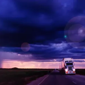 Road Train Print at Sunset