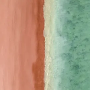 Roebuck Bay beach scene shot from a drone perspective, Broome, Western Australia, Australia Roebuck Bay beach scene shot from a drone perspective, Broome, Western Australia, Australia