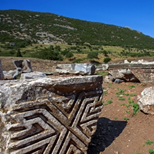 The Ruins of Stone Carving in Ancient Ephesus, Selcuk, Izmir Province, Ionia, Turkey