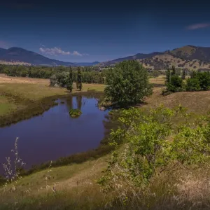 Rural landscape of beautiful farmland in the Upper Murray valley region