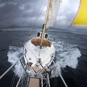 Sailing a yacht in a storm