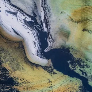 Sandbar and bizarre ocean texture shot by drone, Shark Bay, Australia Sandbar and bizarre ocean texture shot by drone, Shark Bay, Australia