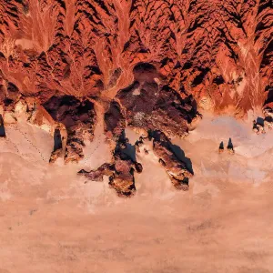 Sandstone cliffs at the edge of a beach shot from a birds-eye perspective, James Price Point, The Kimberley, Western Australia, Australia Sandstone cliffs at the edge of a beach shot from a birds-eye perspective, James Price Point, The Kimberley, Western Australia, Australia
