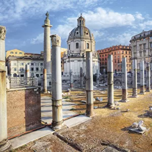 Santa Maria di Loreto & Trajans Column Rome Italy