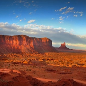 A scenic panorama of Monument Valley, Arizona, USA