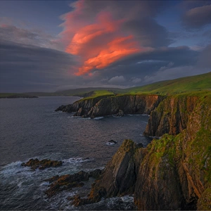Scousburgh coastline at Dusk, Shetland Islands, Scotland, United Kingdom