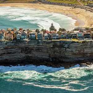 Sea cliff and Bondi Beach, Sydney, Australia