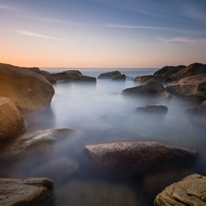 seascape sunset with rocks