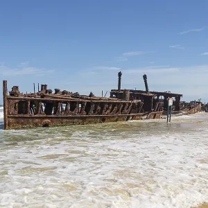 The shipwreck S.S. Maheno on Fraser Island in Queensland, Australia, Oceania The shipwreck S.S. Maheno on Fraser Island in Queensland, Australia, Oceania