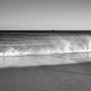 Shoreline ocean break black and white