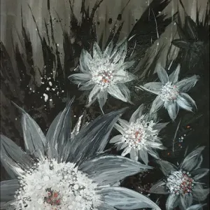 Silver Blooms an acrylic artwork with a hint of bronze Silver Blooms an acrylic artwork with a hint of bronze
