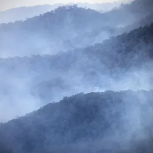 Smoke in the valley, Blue Mountains National Park Smoke in the valley, Blue Mountains National Park