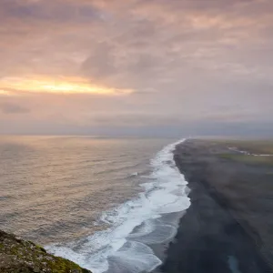 Soft pink sunset clouds over Iceland