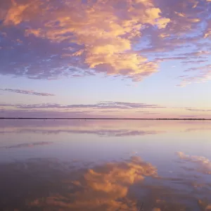 South Australia, Coongie Lakes National Park, flooded lakes at sunrise