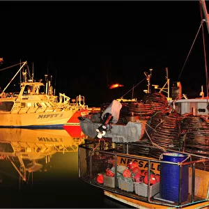 St-Helens commercial fishing wharf at night, east coastline of Tasmania, Australia