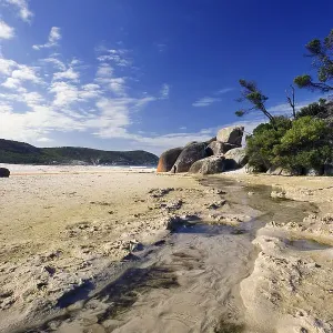 Stream on Squeaky Beach, Wilsons Promontory National Park, Victoria, Australia Stream on Squeaky Beach, Wilsons Promontory National Park, Victoria, Australia