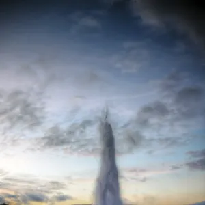 Strokkur fountain geyser sunset eruption